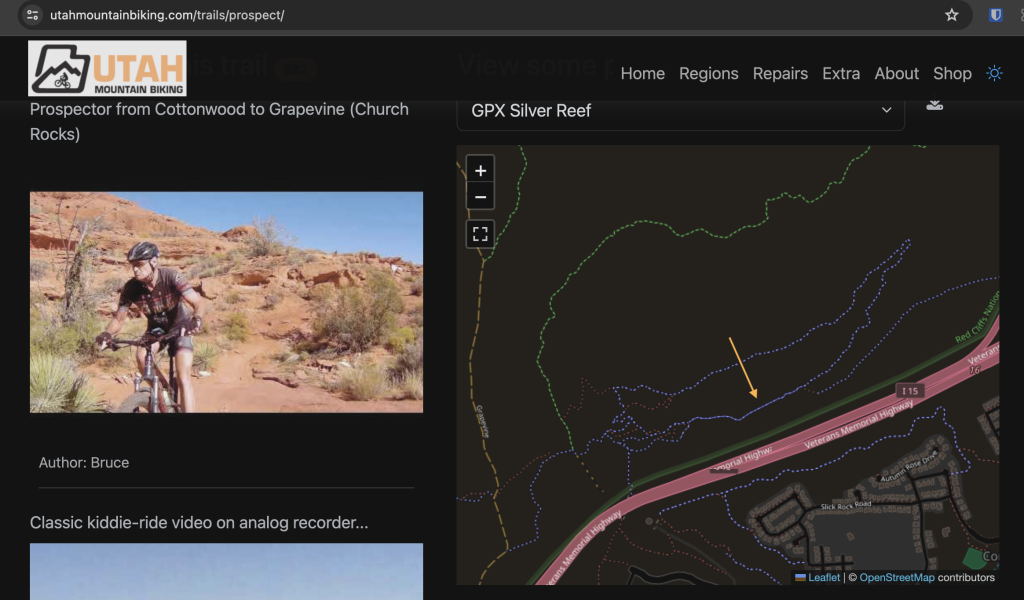 Embedded OpenStreetMap on Utah Mountain Biking website now displays the correct routing.